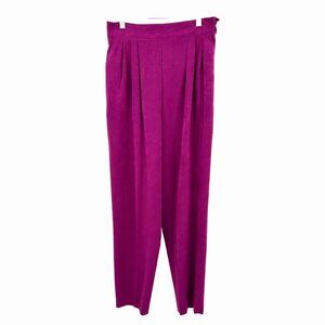 VINTAGE CITY GIRL SPORT HI WAIST PLEATED FUCHSIA PINK DRESS PANTS W/ POCKETS - M